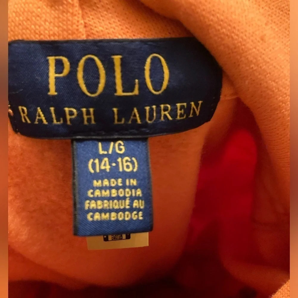 Polo Ralph Lauren Boy’s May‎ Orange Triple-Pony Graphic Fleece Hoodie. Sz-14/16